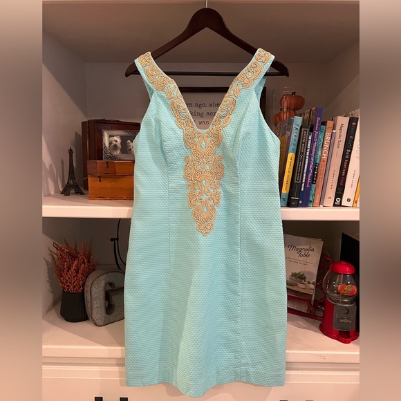 EUC LILLY PULITZER Suzette Shift Dress Serene Blue | 10 - Picture 2 of 8